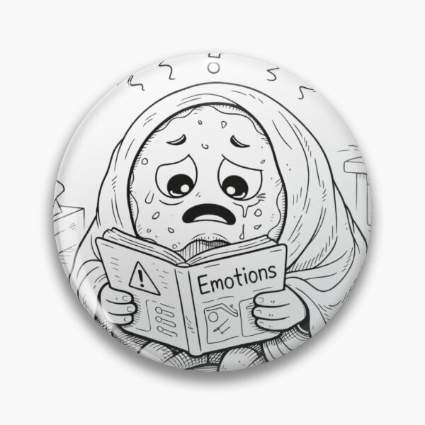 Item preview, Anxiety & Overthinking | Cute Sad Character Reading “Emotions” Manual (Line Art) designed and sold by ComedyInkFactor.