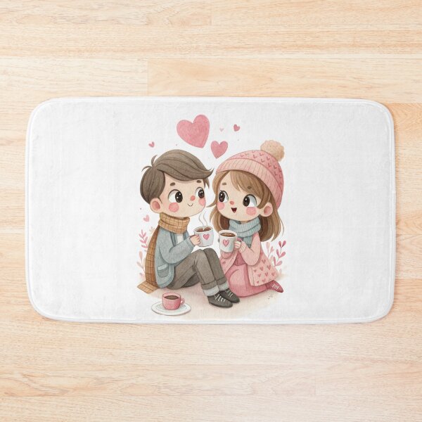 Item preview, Romantic Winter Coffee Couple Cute Kawaii Love Artwork designed and sold by Lulunza.