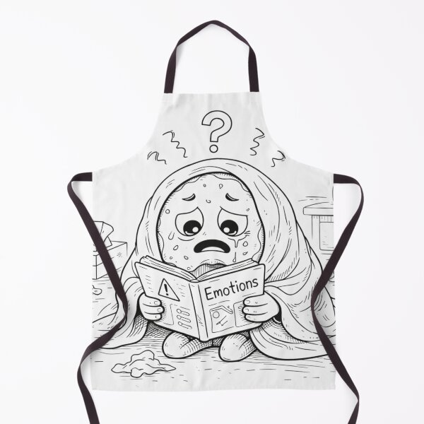 Item preview, Anxiety & Overthinking | Cute Sad Character Reading “Emotions” Manual (Line Art) designed and sold by ComedyInkFactor.