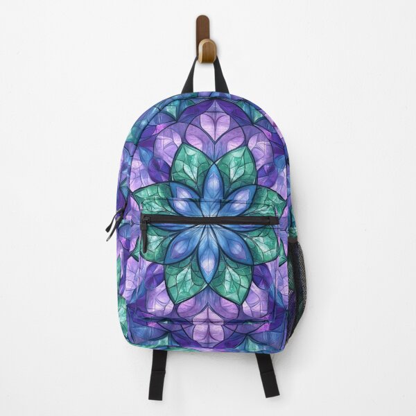 Item preview, Stained Glass Lilac Cyan Jade Mosaic Mandala Pattern designed and sold by GrinGalore.