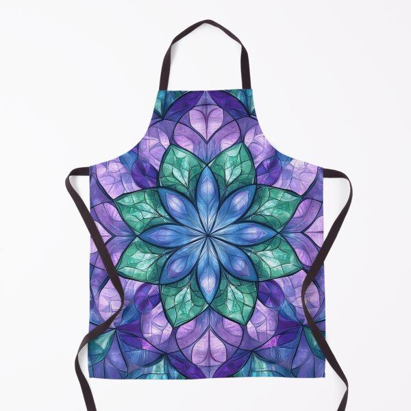 Item preview, Stained Glass Lilac Cyan Jade Mosaic Mandala Pattern designed and sold by GrinGalore.