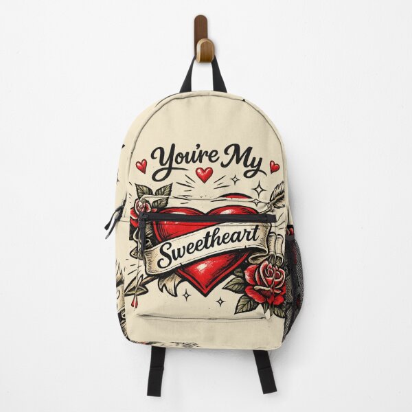 Item preview, Retro Valentine Heart Tattoo Style – You’re My Sweetheart – Red & Black AI Art designed and sold by Cleora Art .