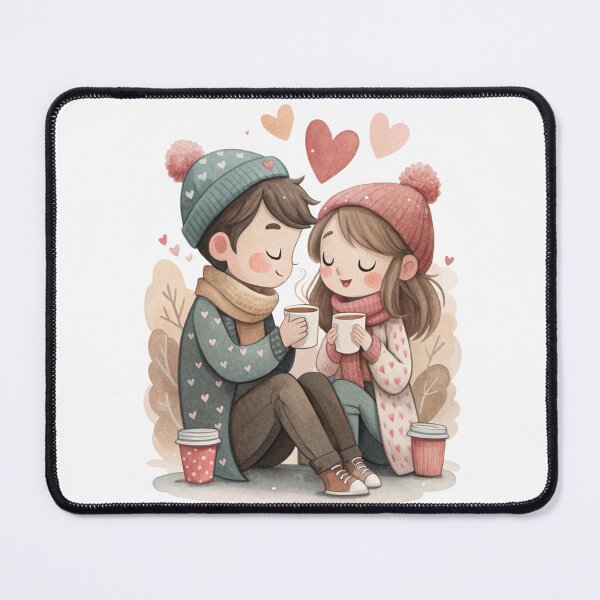 Item preview, Cute Lovers With Coffee Valentine Cozy Couple Illustration designed and sold by Lulunza.