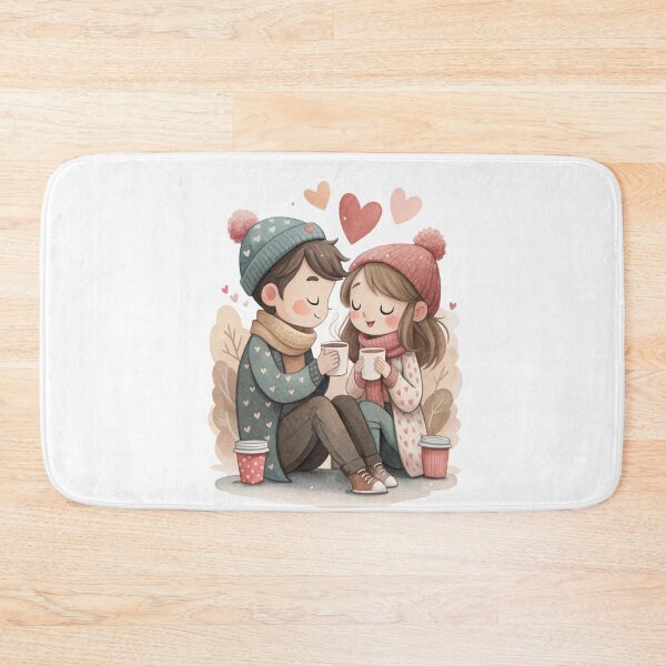 Item preview, Cute Lovers With Coffee Valentine Cozy Couple Illustration designed and sold by Lulunza.