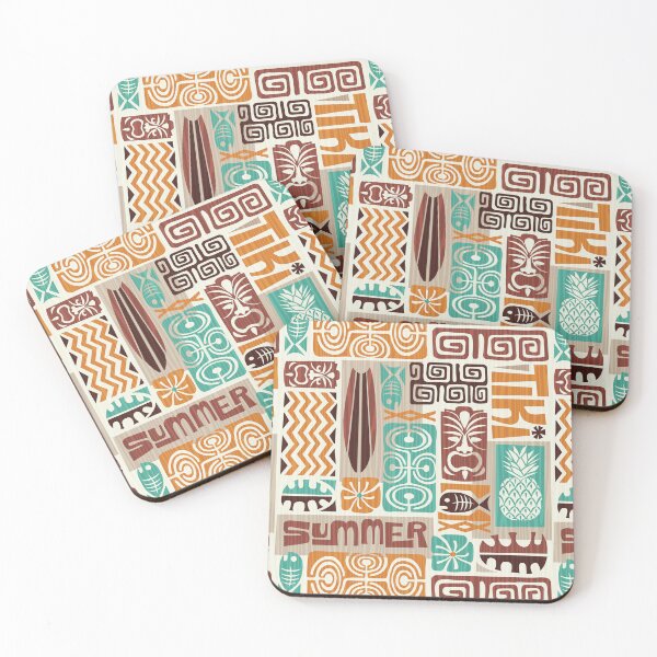 Item preview, Retro Hawaii Tropical Tiki Tapa Print designed and sold by RetroMaggie.