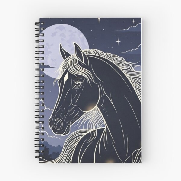 Item preview, Midnight Black Horse Under the Moon Fantasy Illustration designed and sold by soletstudio.