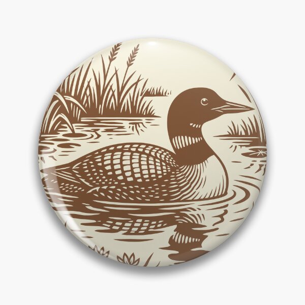 Item preview, Common Loon Swamp Folk Art Retro Birdwatching  designed and sold by Y-Vibes.