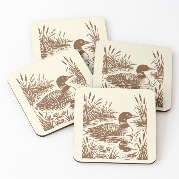 Item preview, Common Loon Swamp Folk Art Retro Birdwatching  designed and sold by Y-Vibes.