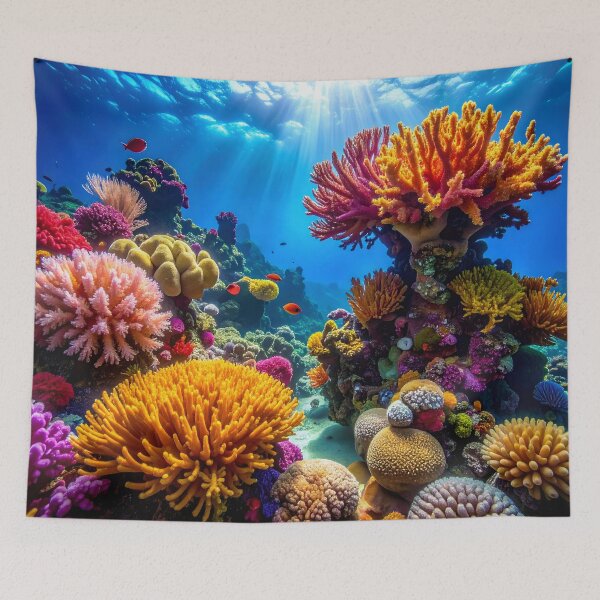 Item preview, Tropical coral reef – Artistic illustration of the marine world designed and sold by Schoenenwald - Illustrations Uniques et Originales.