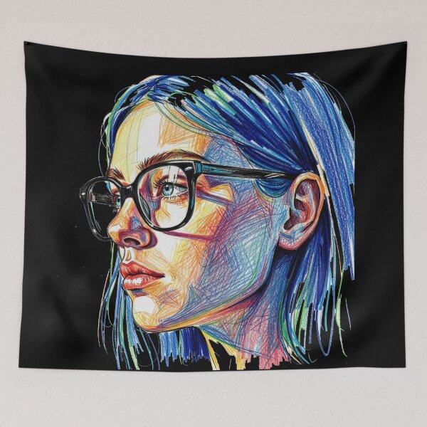 Item preview, Colorful Expressive Female Portrait Illustration designed and sold by MellowMoodLab.
