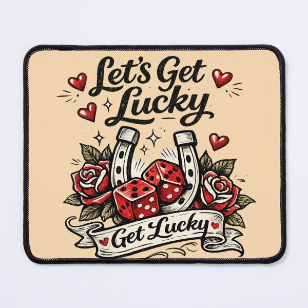 Item preview, Let’s Get Lucky Valentine Tattoo Style – Retro Dice & Horseshoe – Black & Red AI Art designed and sold by Cleora Art .