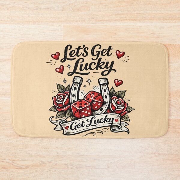 Item preview, Let’s Get Lucky Valentine Tattoo Style – Retro Dice & Horseshoe – Black & Red AI Art designed and sold by Cleora Art .