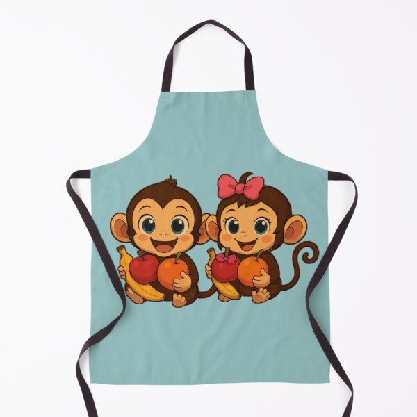 Item preview, Twin Monkeys with Fruits - Cute Baby Monkey Siblings Holding Apples Bananas designed and sold by SammyMorry.