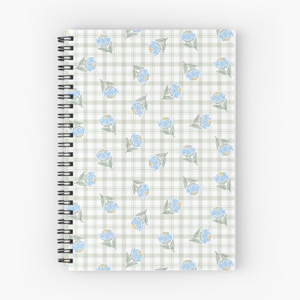Item preview, Cottage Blue Flowers On Gingham Checkered Grid In Blue And Green  designed and sold by EliveraDesigns.