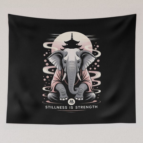 Item preview, Stillness Is Strength Zen Elephant Monk Japanese Otaku Art designed and sold by SplashTastic.