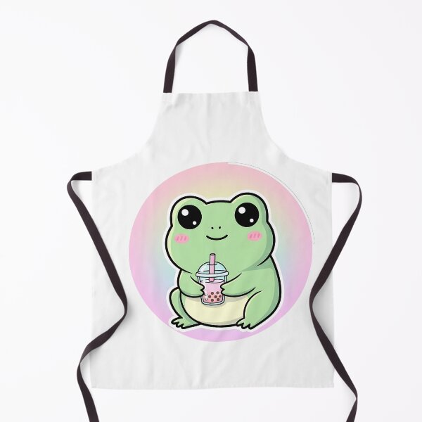 Item preview, Kawaii frog character holding bubble tea designed and sold by Zazeyy.