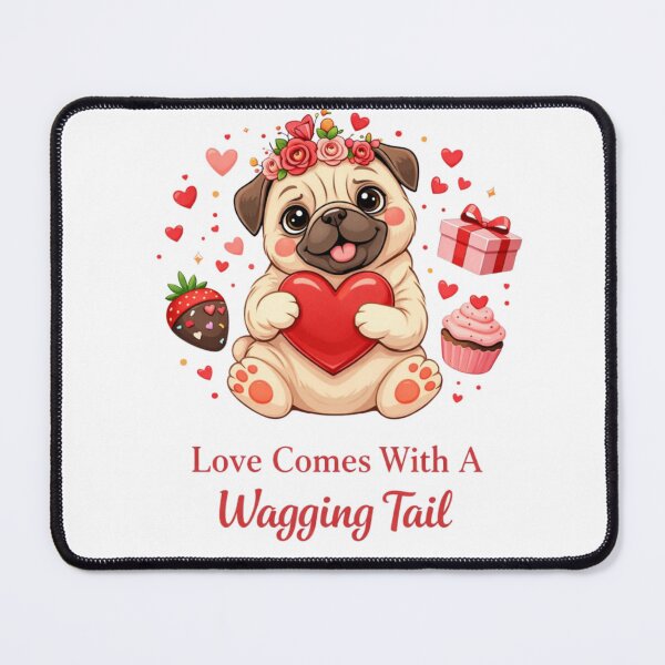 Item preview, Love Comes With A Wagging Tail – Cute Valentine Dog Illustration designed and sold by bilal sibgui.