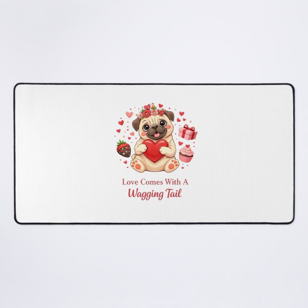 Item preview, Love Comes With A Wagging Tail – Cute Valentine Dog Illustration designed and sold by bilal sibgui.