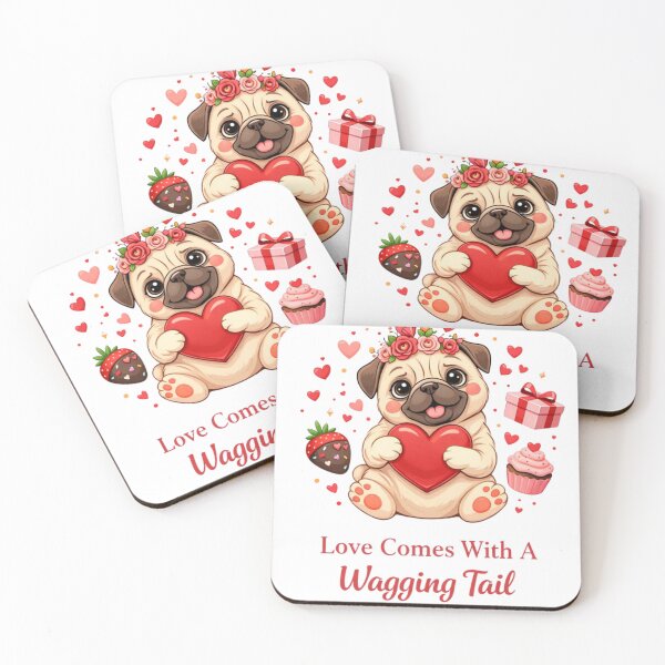 Item preview, Love Comes With A Wagging Tail – Cute Valentine Dog Illustration designed and sold by bilal sibgui.