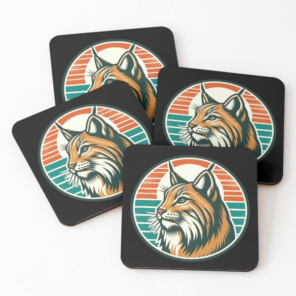 Item preview, Vintage Iberian Lynx - Retro Sunset Nature Badge designed and sold by GREENZ0NE.