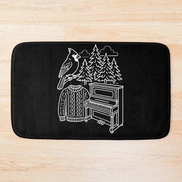 Item preview, Line drawings of a forest, a cardinal, an antique piano, a knitted sweater (negative ver) designed and sold by Moonshroomarts.