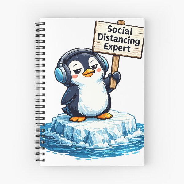 Aperçu de l'œuvre Pingouin introverti, distanciation sociale, drôle, amoureux des animaux de l'Antarctique créée et vendue par UnivStore.