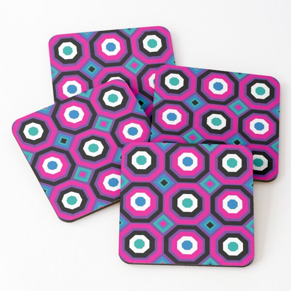 Item preview, Black Purple Pink Teal Blue White Octagons & Diamonds designed and sold by Digitalmyth's Designs.