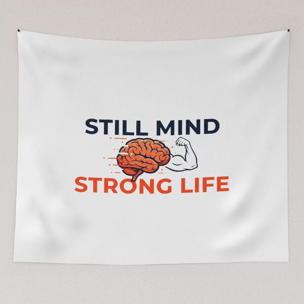 Item preview, Still Mind Strong Life – Mental Strength Motivation Quote with Brain & Muscle Illustration designed and sold by InkSpireSport.