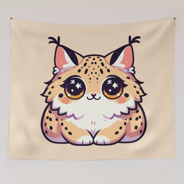 Item preview, Kawaii Iberian Lynx - Adorable Baby Feline with Big Eyes designed and sold by GREENZ0NE.