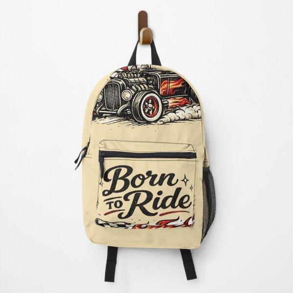 Item preview, Retro Hot Rod Flame Car – Born To Ride – Vintage Tattoo Style AI Art designed and sold by Cleora Art .