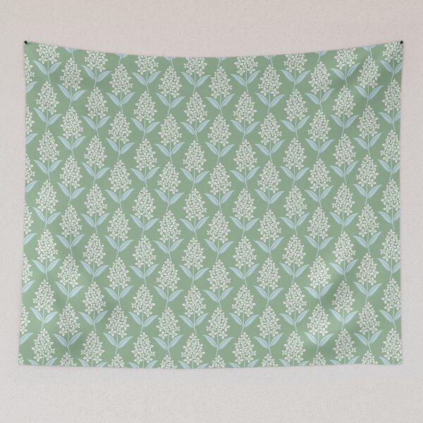 Item preview, Lilac Flowers Botanical Floral In Blue And Green designed and sold by EliveraDesigns.