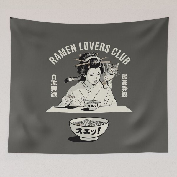 Item preview, Ramen Lovers Club – Japanese Food & Cat Art | Stylish Noodle Culture Illustration designed and sold by paulo silveira.