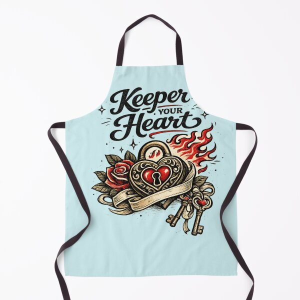 Item preview, Keeper of Your Heart – Retro Valentine Padlock & Key Tattoo Style AI Art designed and sold by Cleora Art .