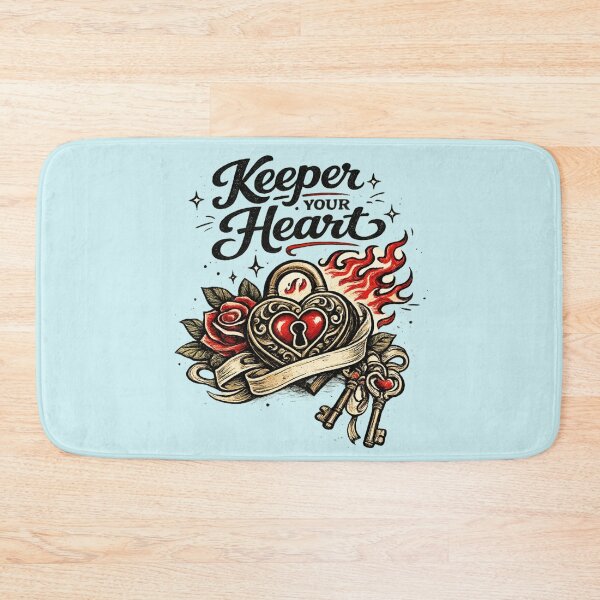 Item preview, Keeper of Your Heart – Retro Valentine Padlock & Key Tattoo Style AI Art designed and sold by Cleora Art .