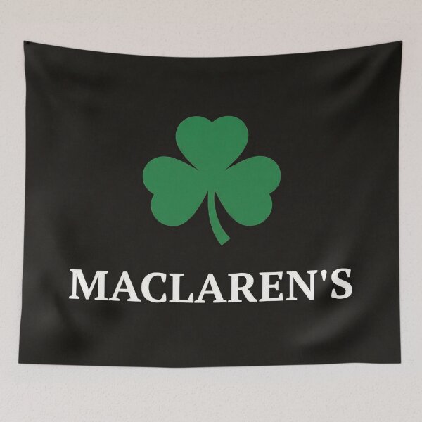 Item preview, MacLaren's Pub Shamrock Logo Black Background Art designed and sold by DGtaLrtcom.
