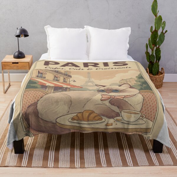 Item preview, Paris Cafés, Cats & Croissants – Vintage-Inspired Cat Illustration designed and sold by PixelKool.