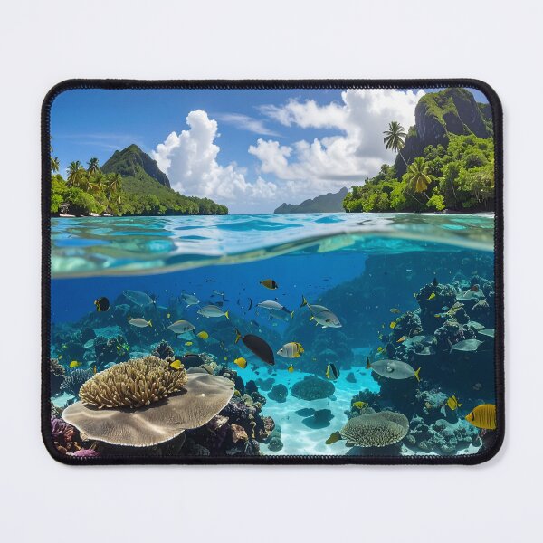 Item preview, Exotic tropical lagoon – Immersive underwater landscape designed and sold by Schoenenwald - Illustrations Uniques et Originales.