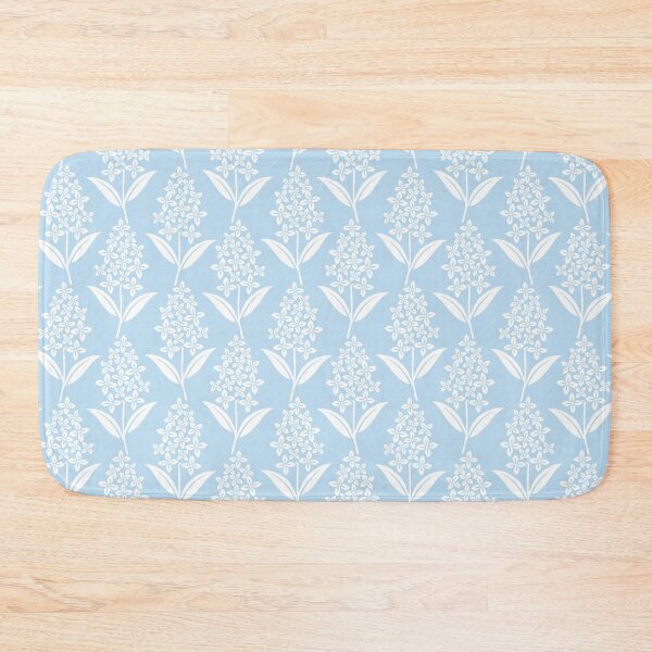 Item preview, Lilac flowers botanical floral in White on Pale Sky Blue  designed and sold by EliveraDesigns.