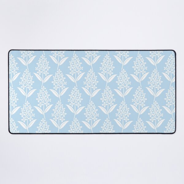 Item preview, Lilac flowers botanical floral in White on Pale Sky Blue designed and sold by EliveraDesigns.