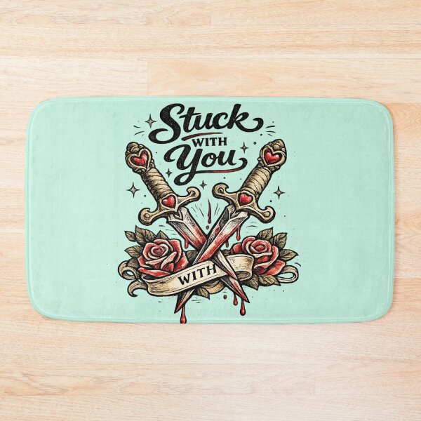 Item preview, Stuck With You – Retro Valentine Tattoo Daggers & Roses – Black & Red AI Art designed and sold by Cleora Art .