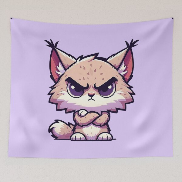 Item preview, Grumpy Cute Lynx - Funny Iberian Bobcat Cartoon designed and sold by GREENZ0NE.