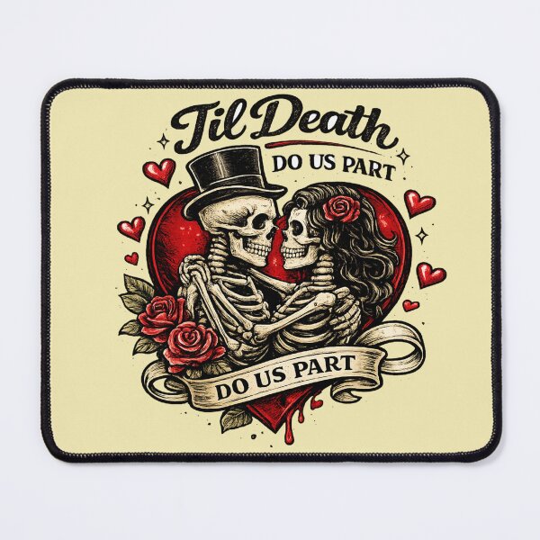 Item preview, Til Death Do Us Part Skeleton Lovers – Gothic Valentine Tattoo Style AI Art designed and sold by Cleora Visuals.