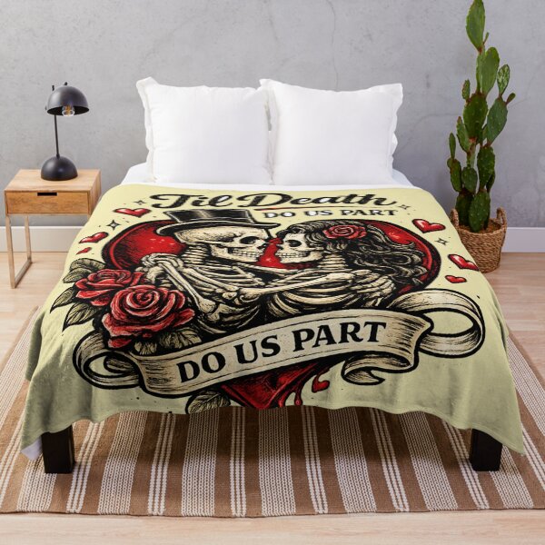 Item preview, Til Death Do Us Part Skeleton Lovers – Gothic Valentine Tattoo Style AI Art designed and sold by Duchowe Wibracje.
