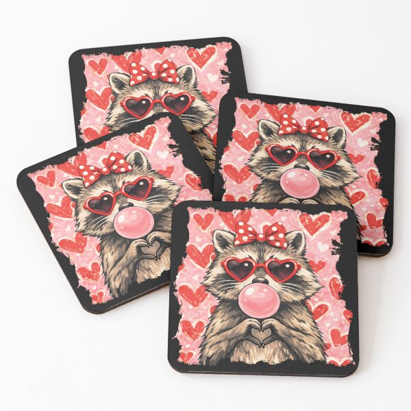 Item preview, Vintage Funny Valentine Raccoon Lover Heart XOXO designed and sold by gear-posters.