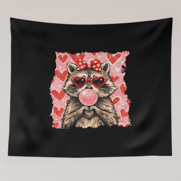 Item preview, Vintage Funny Valentine Raccoon Lover Heart XOXO designed and sold by gear-posters.