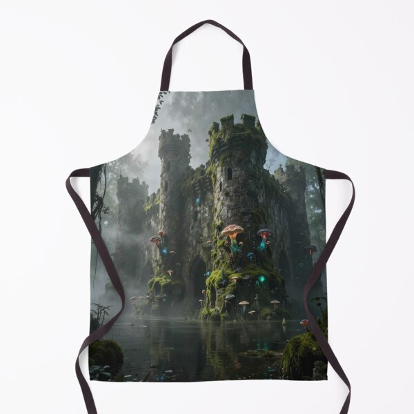 Item preview, Abandoned misty forest castle with glowing mushrooms – mystical magic between stone and silence designed and sold by FotoworldEdel.