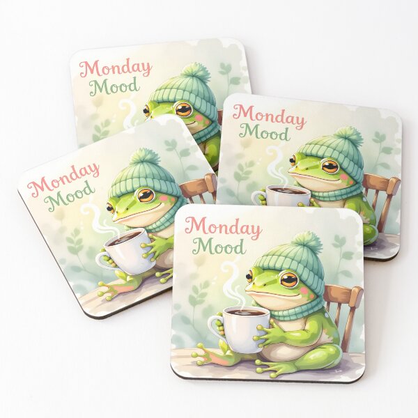 Artikelvorschau, Montagslaune: Frosch trinkt Kaffee entworfen und verkauft von KonTagDesign.