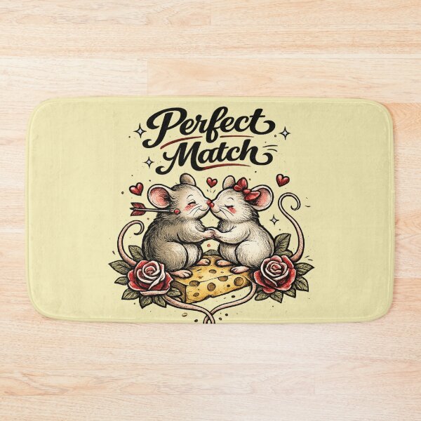Item preview, Perfect Match Mice Valentine – Retro Tattoo Style Cheese Lovers – AI Art designed and sold by Cleora Visuals.