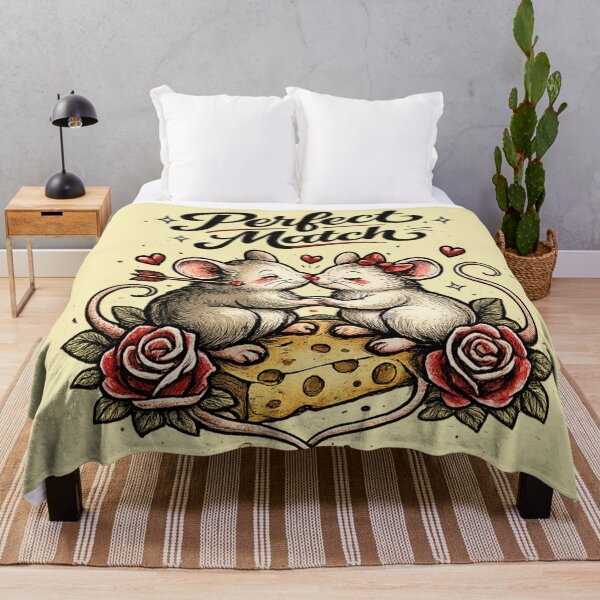 Item preview, Perfect Match Mice Valentine – Retro Tattoo Style Cheese Lovers – AI Art designed and sold by Cleora Visuals.