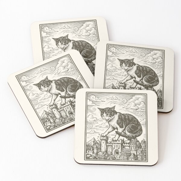 Item preview, Medieval Angry Cat Attack Feline Weirdcore designed and sold by Y-Vibes.